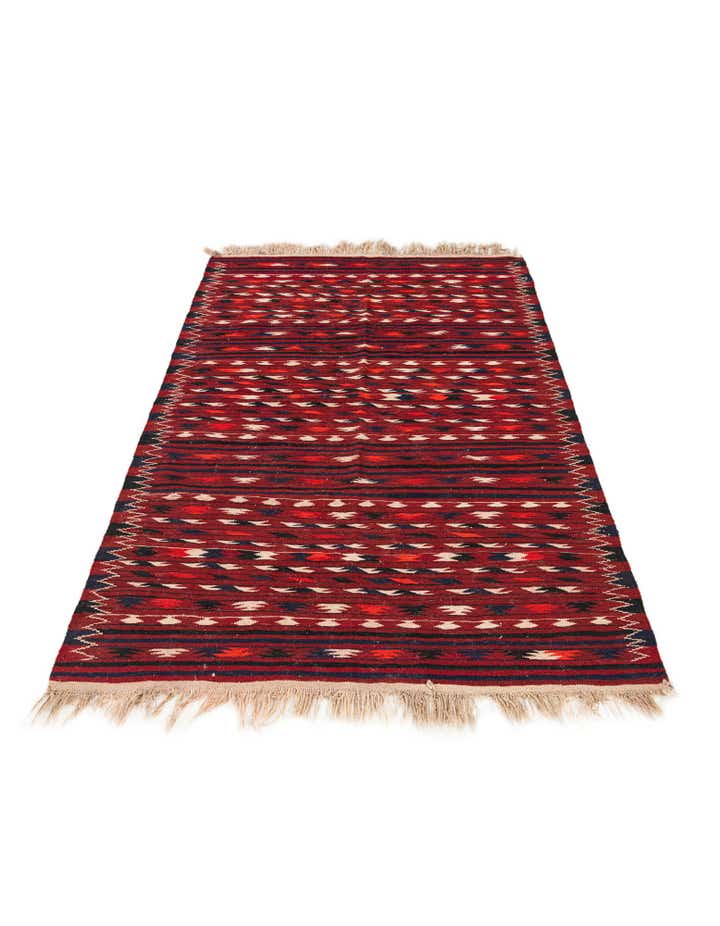 4' 3 x 6' 7 Hand Woven Kilim Fars Wool Rug
