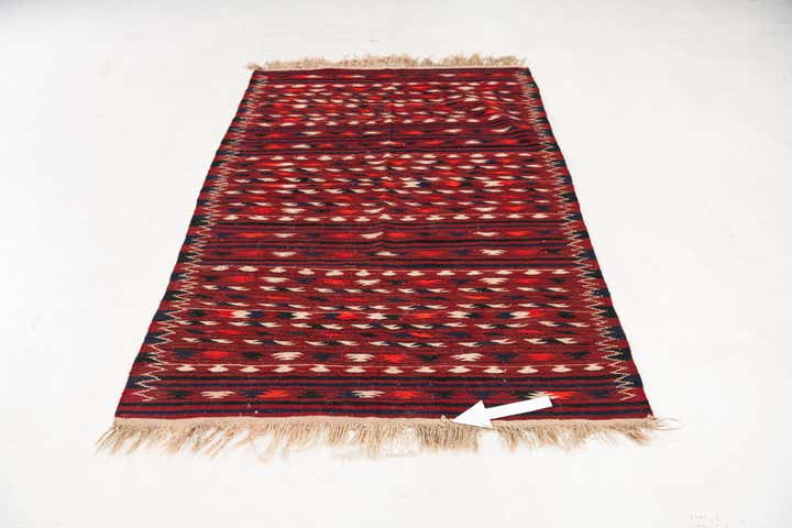 4' 3 x 6' 7 Hand Woven Kilim Fars Wool Rug