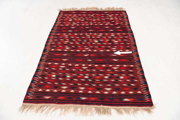 4' 3 x 6' 7 Hand Woven Kilim Fars Wool Rug