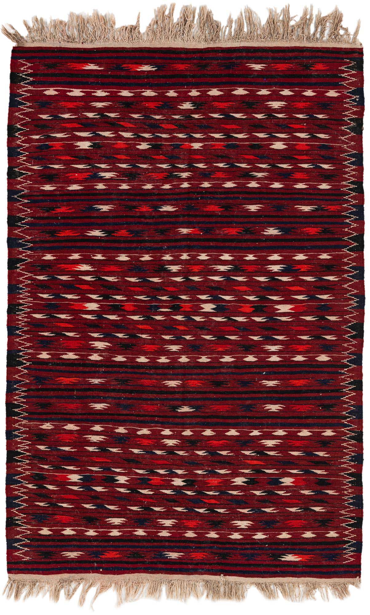 4' 3 x 6' 7 Hand Woven Kilim Fars Wool Rug