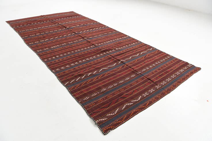 Detail image of 6' x 12' 10 Hand Knotted Kilim Fars Persian Wool Rug