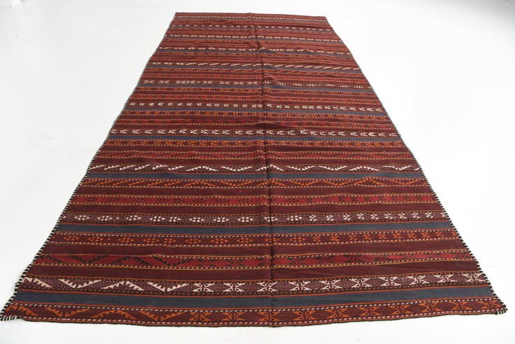 Detail image of 6' x 12' 10 Hand Knotted Kilim Fars Persian Wool Rug