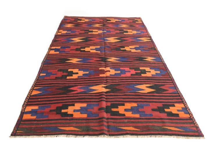 Detail image of 5' 5 x 9' 9 Hand Woven Kilim Fars Wool Rug