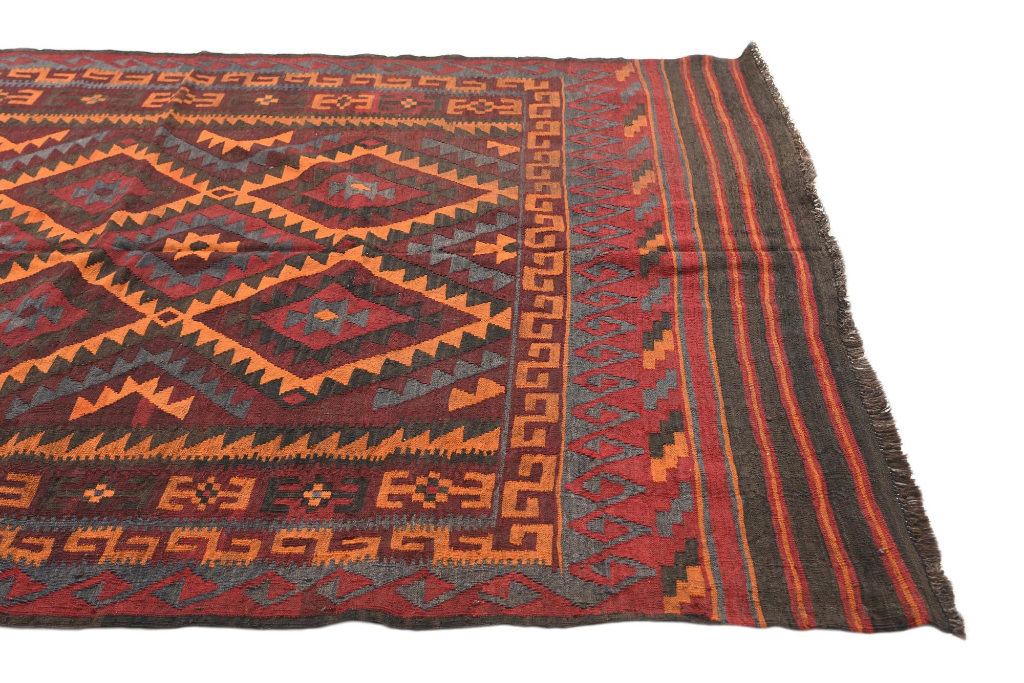 5' 7 x 8' 1 Hand Woven Kilim Fars Wool Rug