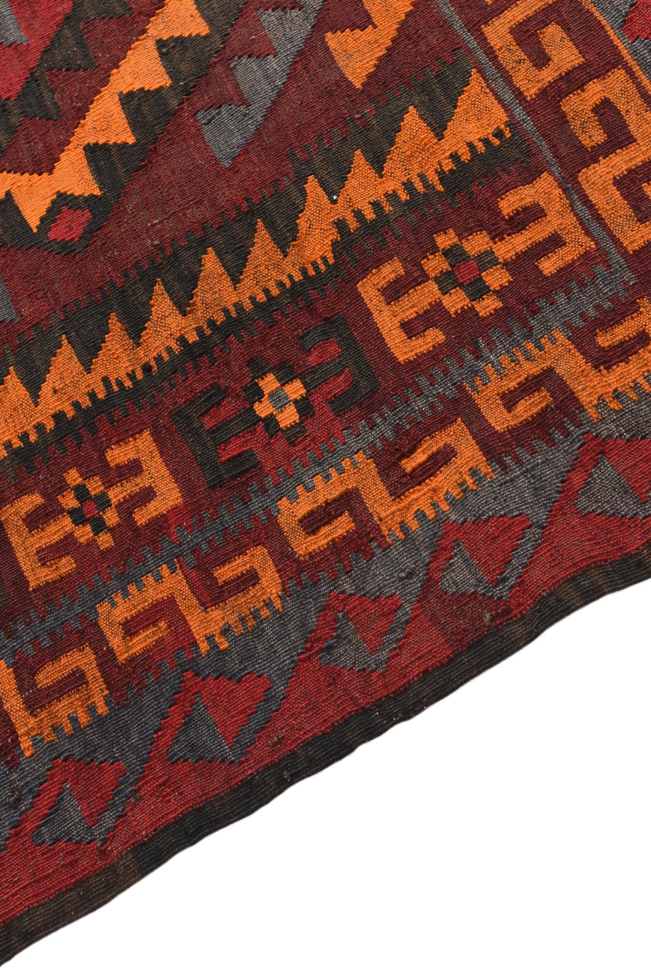 5' 7 x 8' 1 Hand Woven Kilim Fars Wool Rug