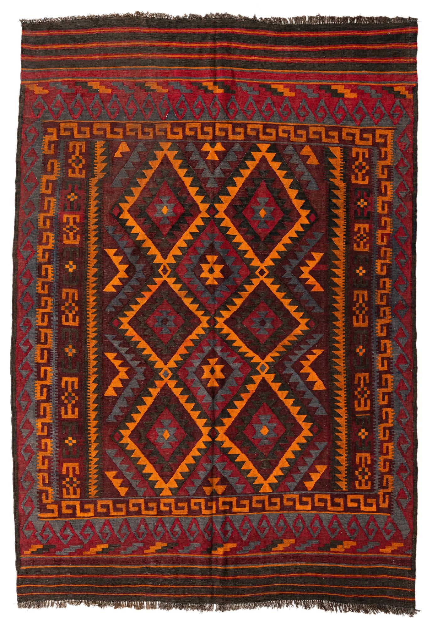 5' 7 x 8' 1 Hand Woven Kilim Fars Wool Rug