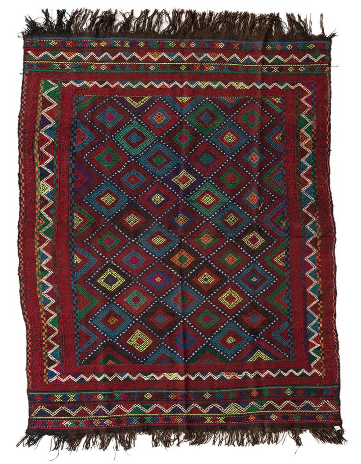 Detail image of 4' 8 x 8' 1 Hand Woven Kilim Fars Wool Rug