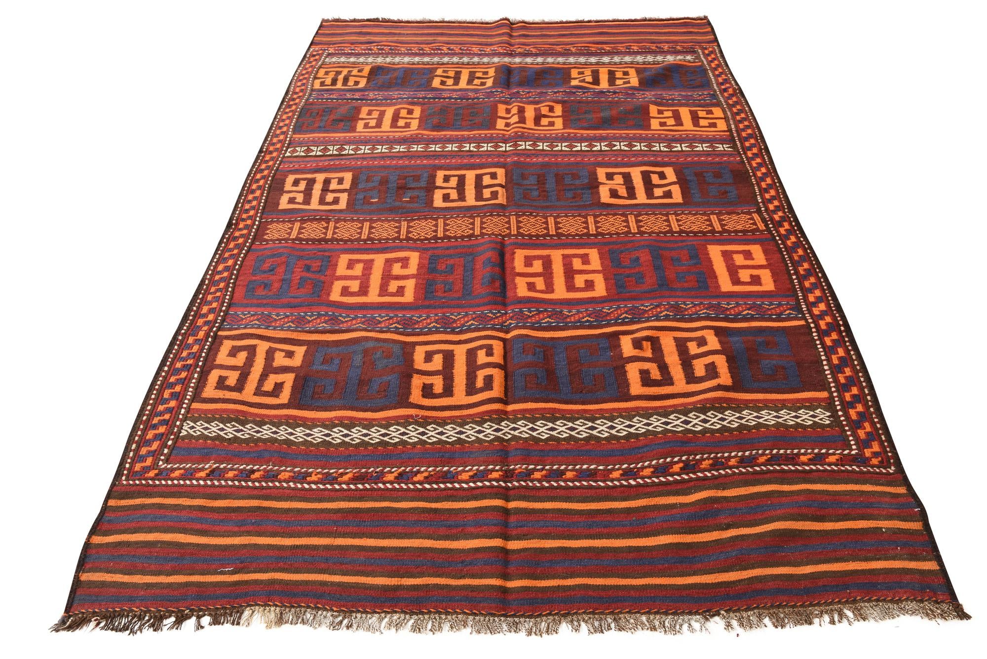 5' 6 x 8' 9 Hand Woven Kilim Fars Wool Rug