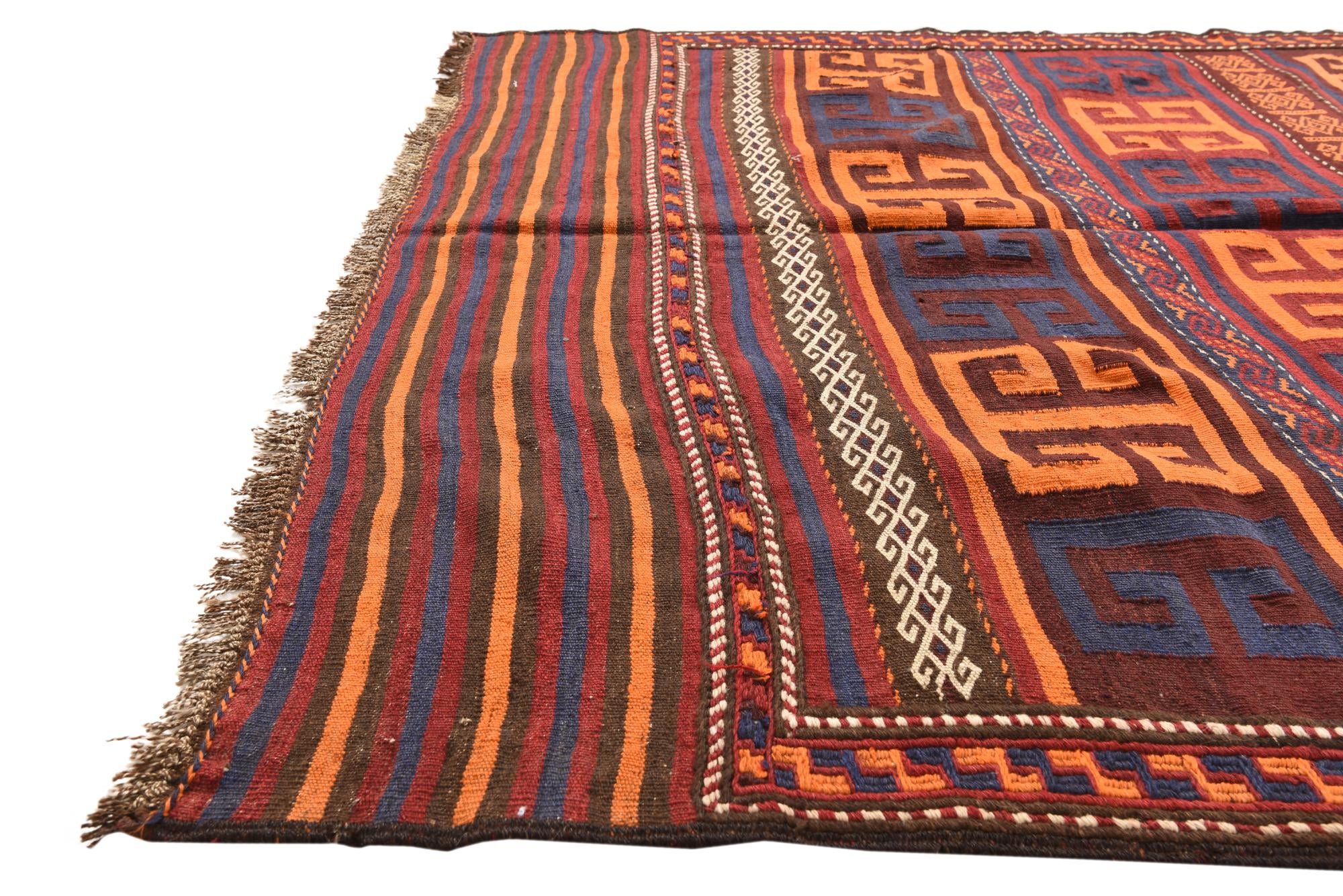 5' 6 x 8' 9 Hand Woven Kilim Fars Wool Rug