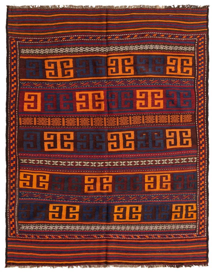 Detail image of 5' 6 x 8' 9 Hand Woven Kilim Fars Wool Rug