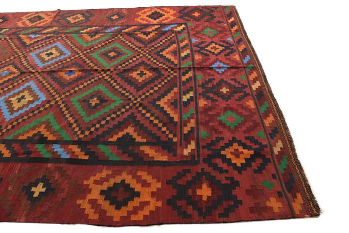 7' 8 x 12' 8 Hand Woven Kilim Fars Wool Rug