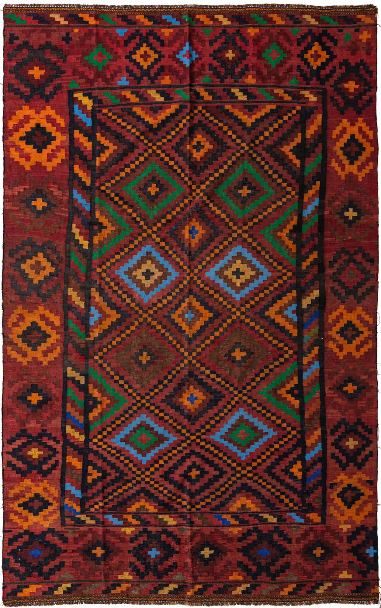 7' 8 x 12' 8 Hand Woven Kilim Fars Wool Rug