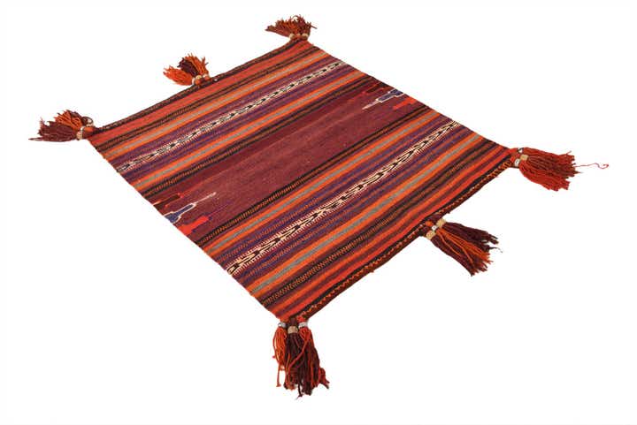 3' 4 x 3' 9 Hand Woven Kilim Fars Wool Rug