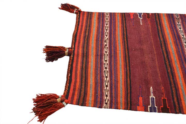 3' 4 x 3' 9 Hand Woven Kilim Fars Wool Rug