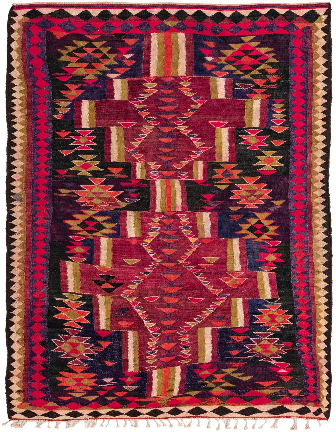 4' 7 x 7' 9 Hand Woven Kilim Fars Wool Rug
