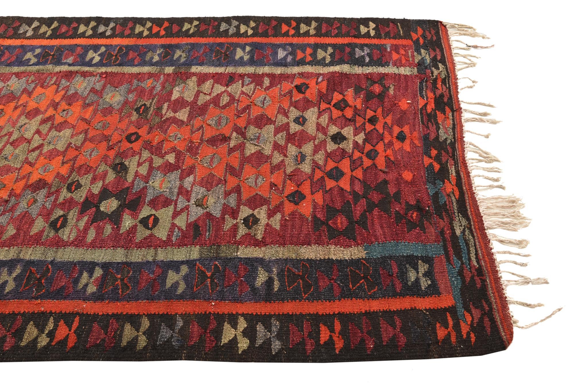 4' 8 x 9' 2 Hand Woven Kilim Fars Wool Rug