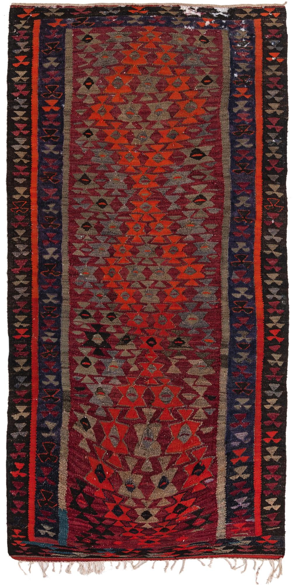 4' 8 x 9' 2 Hand Woven Kilim Fars Wool Rug