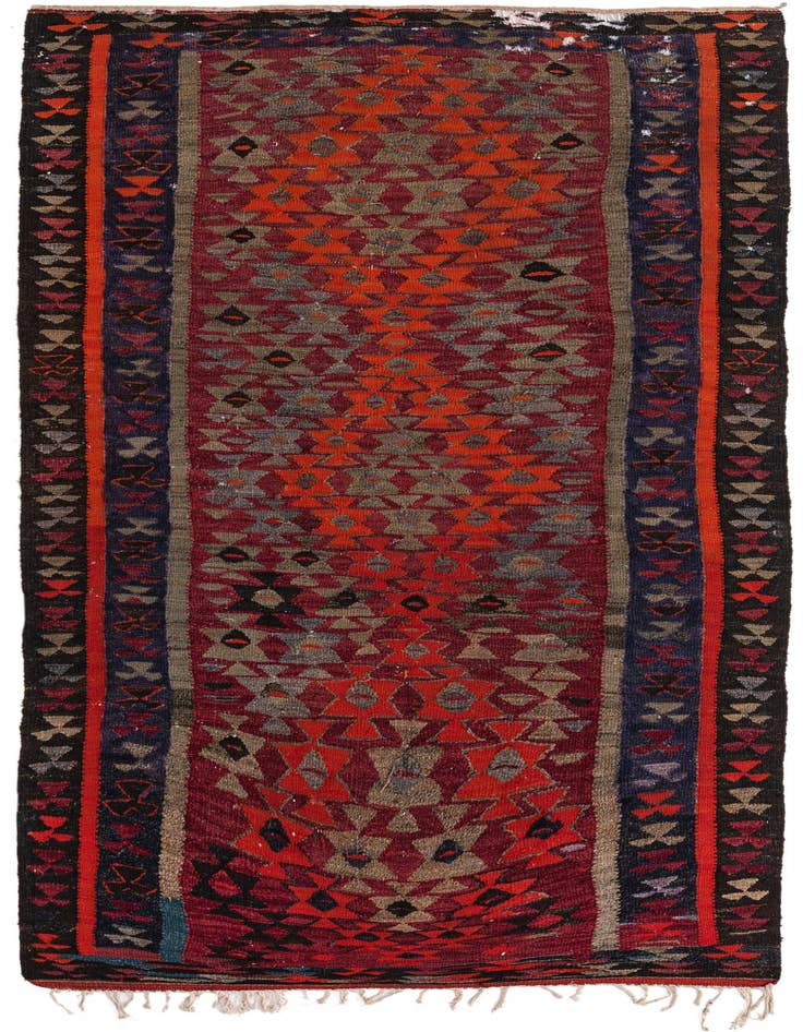 Detail image of 4' 8 x 9' 2 Hand Woven Kilim Fars Wool Rug