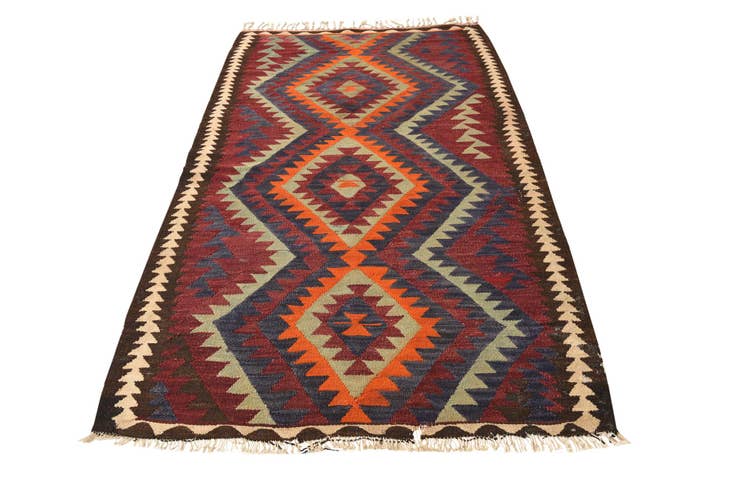 Detail image of 4' 3 x 7' 8 Hand Woven Kilim Fars Wool Rug