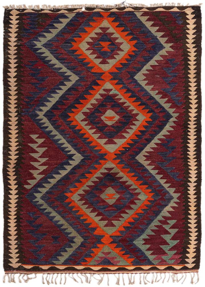4' 3 x 7' 8 Hand Woven Kilim Fars Wool Rug