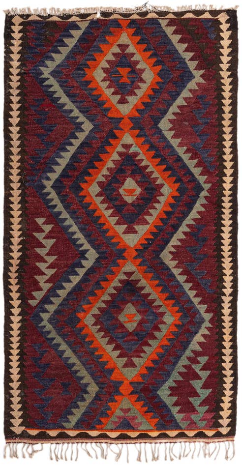 Detail image of 4' 3 x 7' 8 Hand Woven Kilim Fars Wool Rug