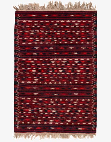 4' 3 x 6' 7 Hand Woven Kilim Fars Wool Rug