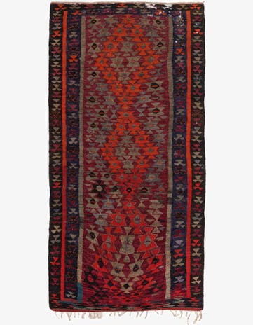 4' 8 x 9' 2 Hand Woven Kilim Fars Wool Rug