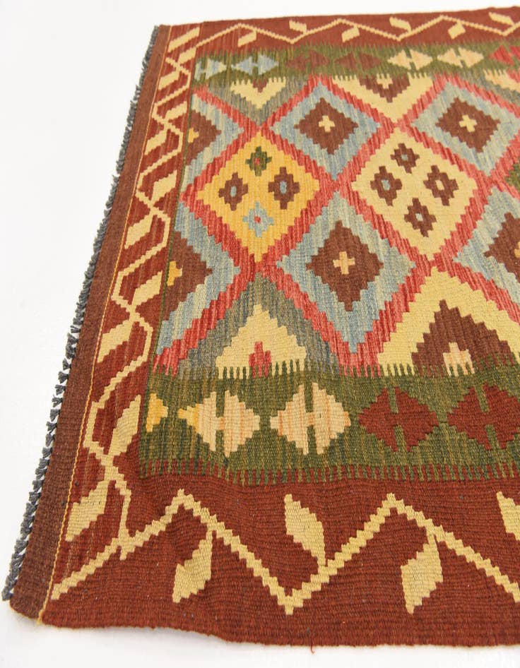 Detail image of 3' 4 x 6' 1  Hand Woven Kilim Maymana Wool Rug