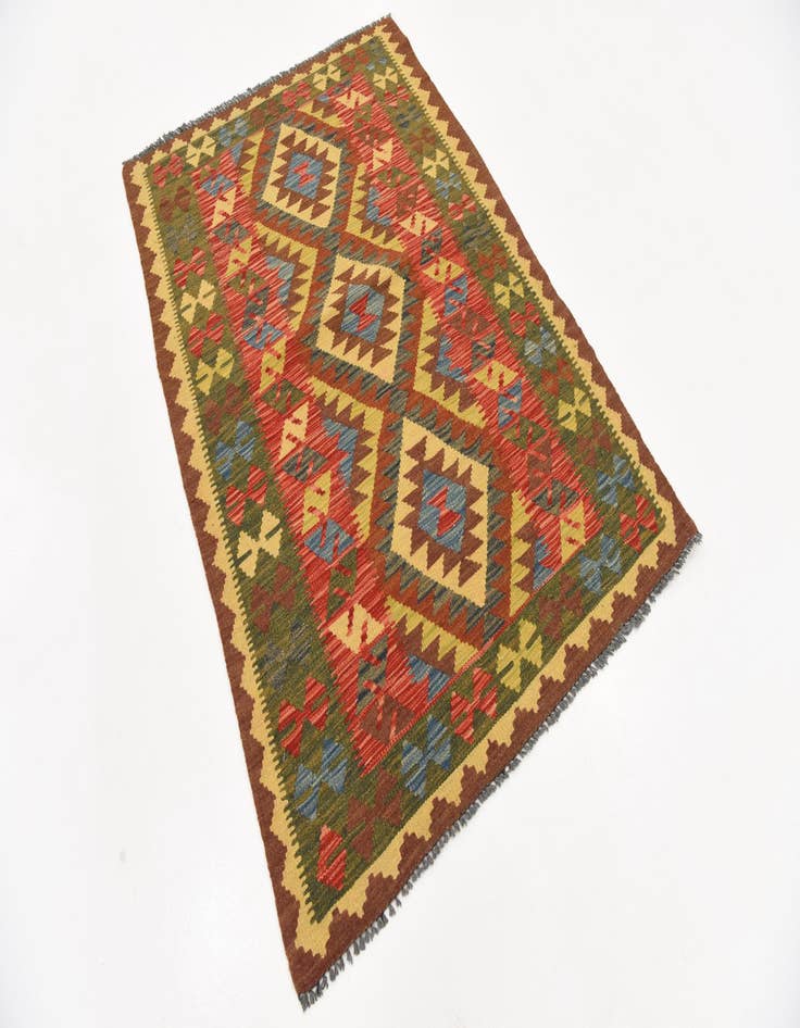 Detail image of 3' 8 x 5' 1  Hand Woven Kilim Maymana Wool Rug