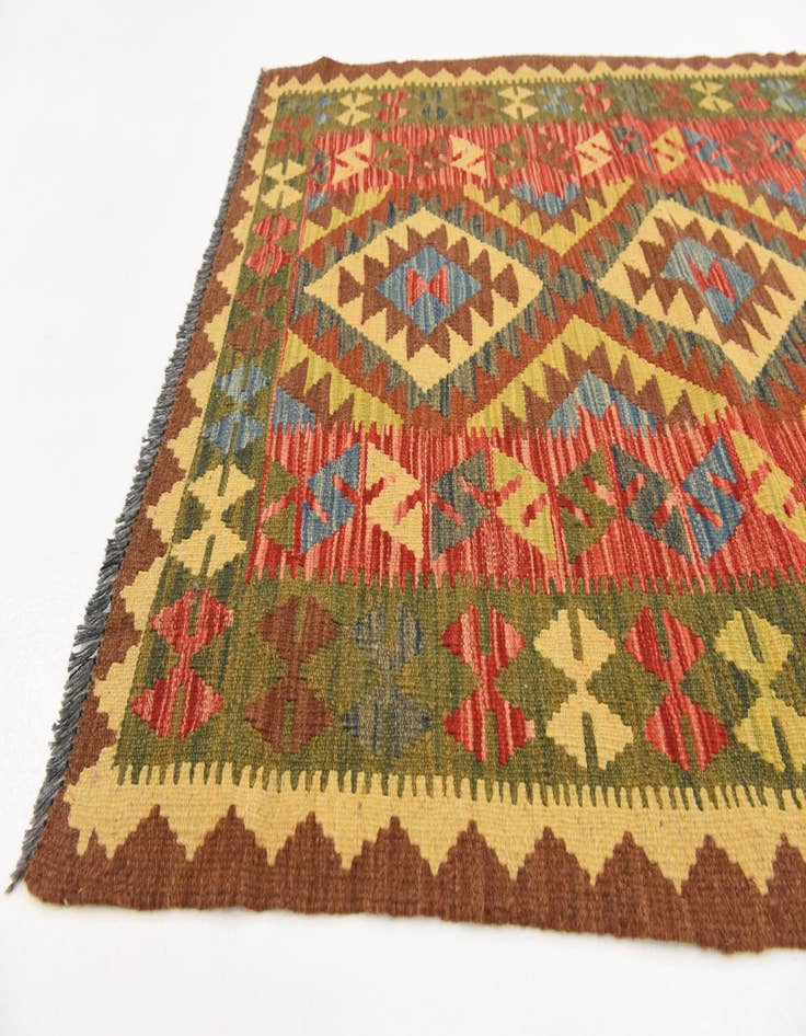 Detail image of 3' 8 x 5' 1  Hand Woven Kilim Maymana Wool Rug