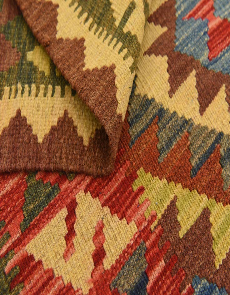 Detail image of 3' 8 x 5' 1  Hand Woven Kilim Maymana Wool Rug