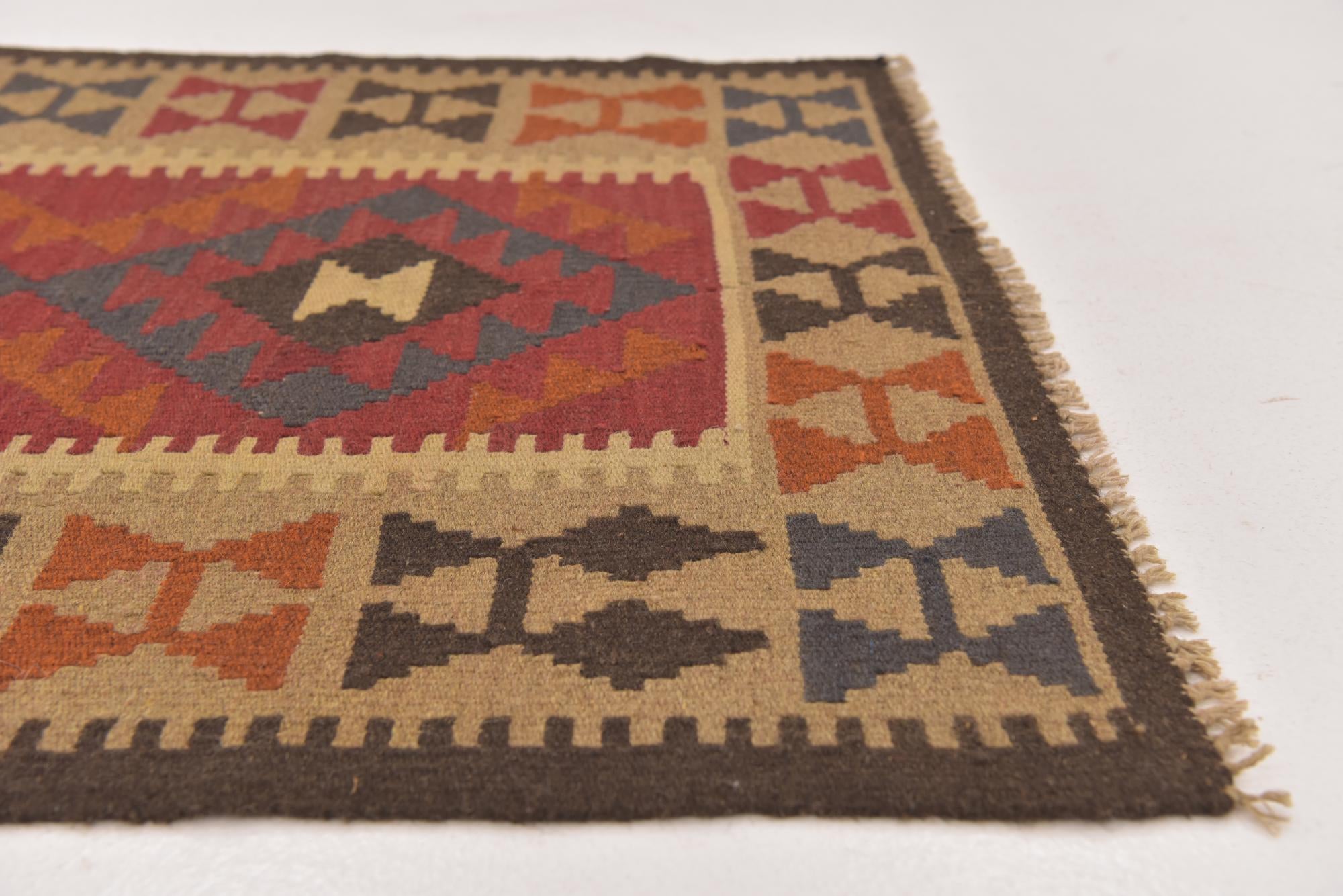 3' 5 x 6' 5 Hand Woven Kilim Maymana Wool Rug