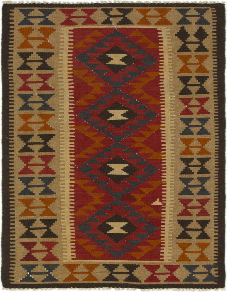 Detail image of 3' 5 x 6' 5 Hand Woven Kilim Maymana Wool Rug