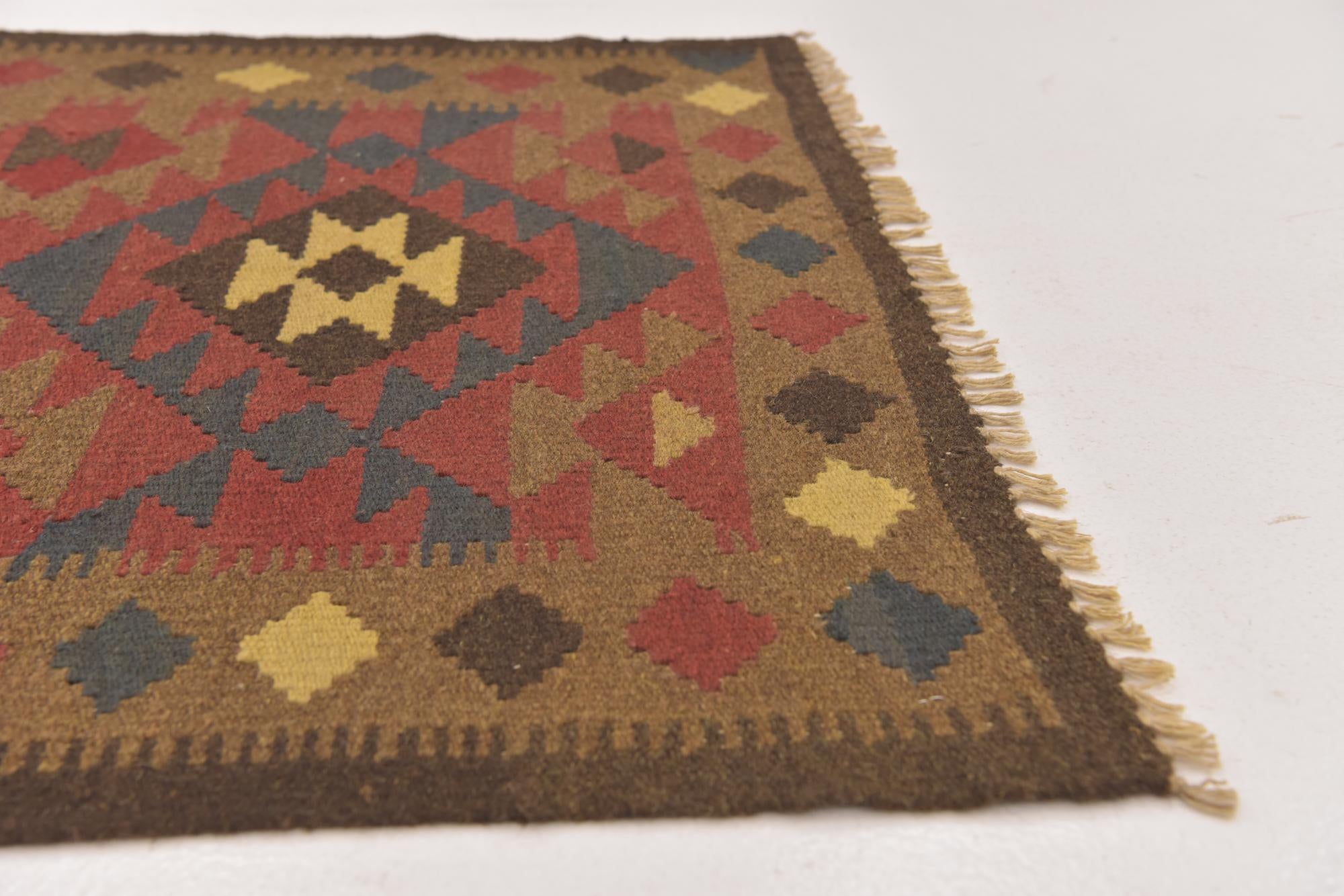3' 3 x 6' 4 Hand Woven Kilim Maymana Wool Rug