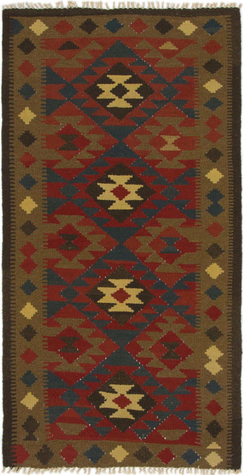 3' 3 x 6' 4 Hand Woven Kilim Maymana Wool Rug