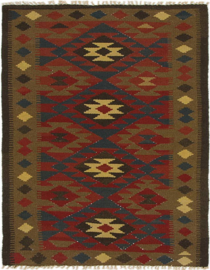 Detail image of 3' 3 x 6' 4 Hand Woven Kilim Maymana Wool Rug