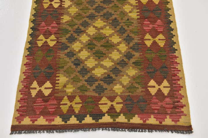 2' 7 x 4' 4 Hand Woven Kilim Maymana Wool Rug