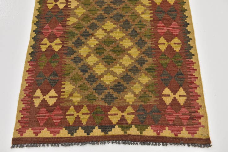 Detail image of 2' 7 x 4' 4 Hand Woven Kilim Maymana Wool Rug