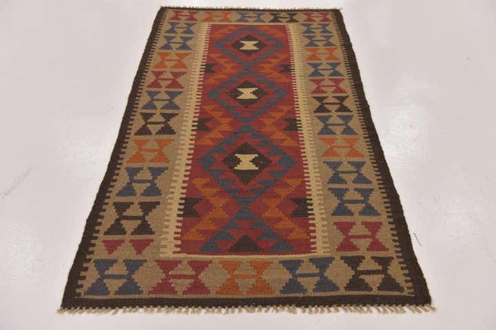 3' 4 x 6' 5 Hand Woven Kilim Maymana Wool Rug