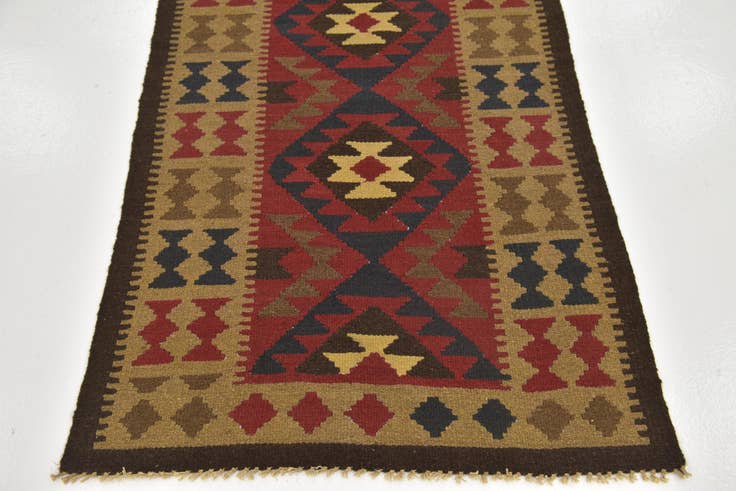 Detail image of 3' 4 x 6' 6 Hand Woven Kilim Maymana Wool Rug