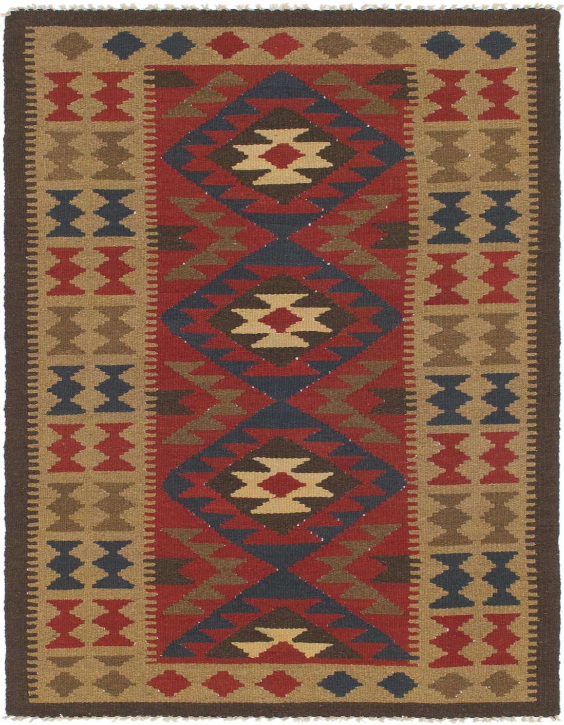 3' 4 x 6' 6 Hand Woven Kilim Maymana Wool Rug