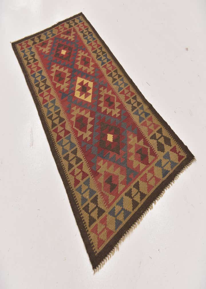 3' 7 x 6' 10 Hand Woven Kilim Maymana Wool Rug