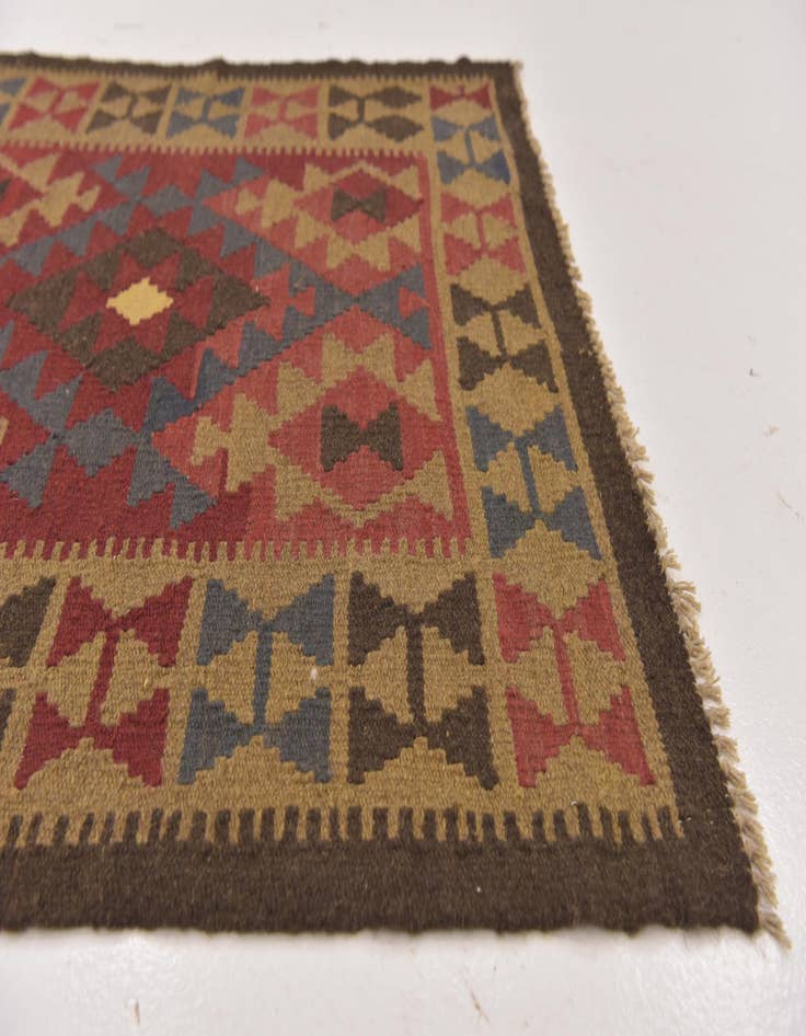Detail image of 3' 7 x 6' 10  Hand Woven Kilim Maymana Wool Rug