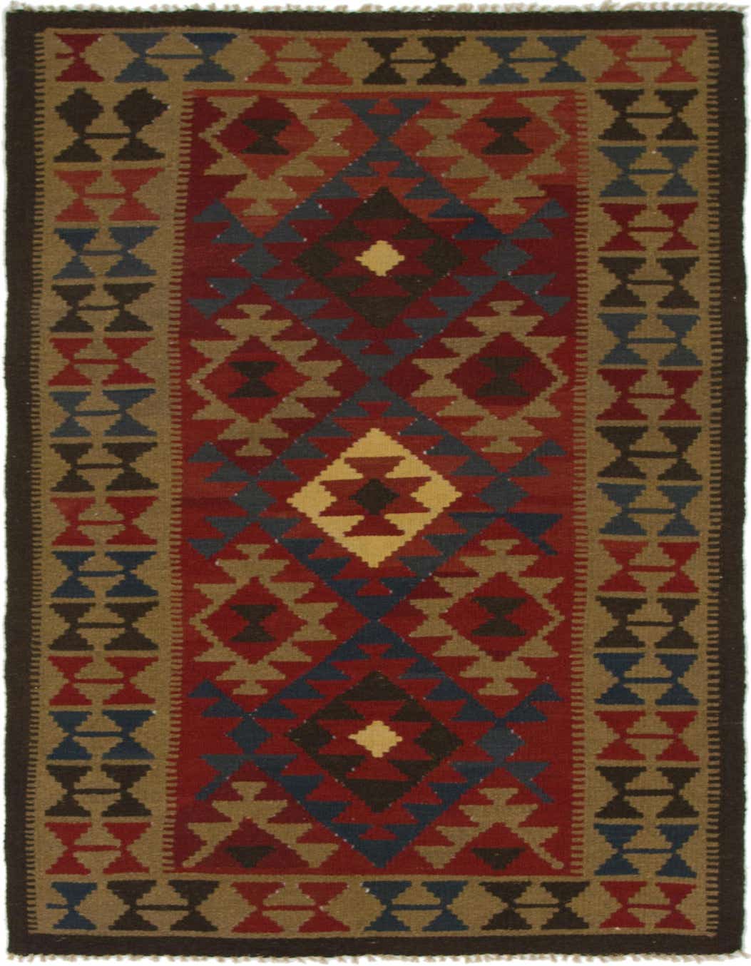 3' 7 x 6' 10 Hand Woven Kilim Maymana Wool Rug