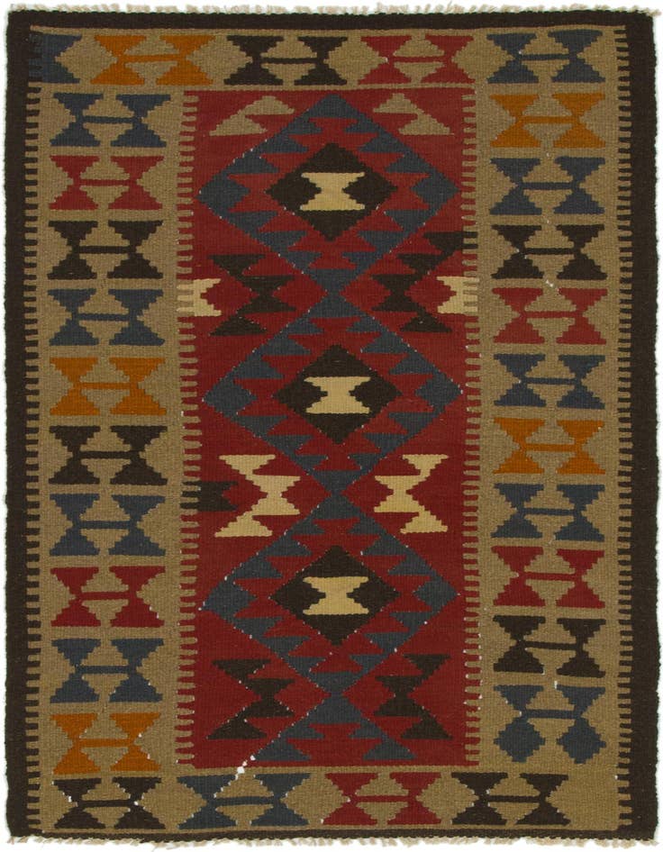 Detail image of 3' 4 x 6' 4 Hand Woven Kilim Maymana Wool Rug