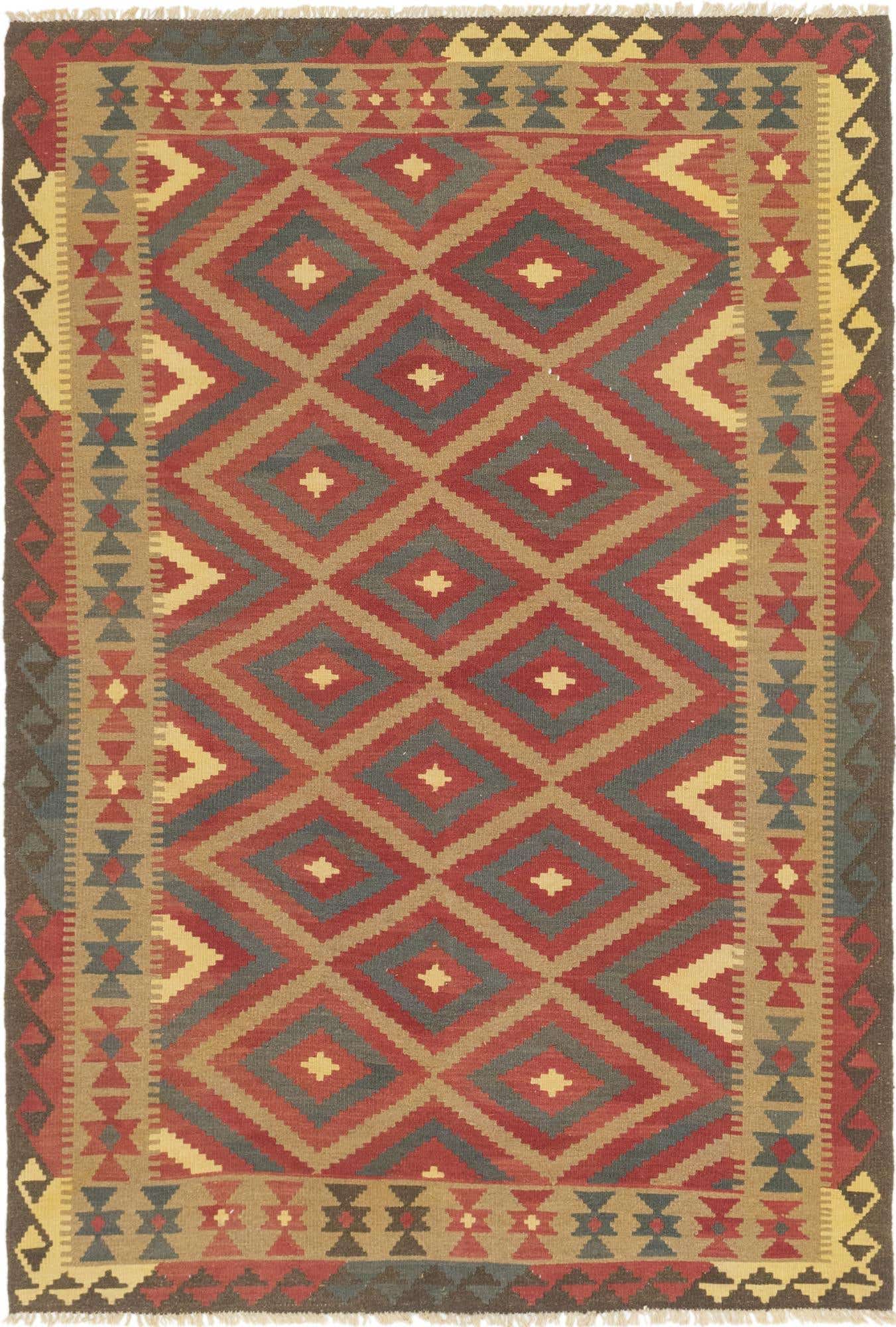 5' 4 x 7' 10 Hand Woven Kilim Maymana Wool Rug