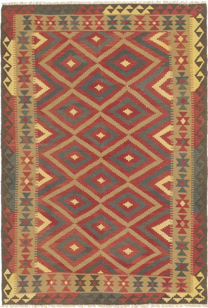 5' 4 x 7' 10 Hand Woven Kilim Maymana Wool Rug