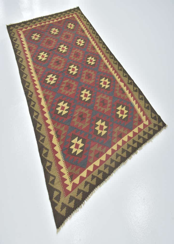 5' x 7' 9 Hand Woven Kilim Maymana Wool Rug