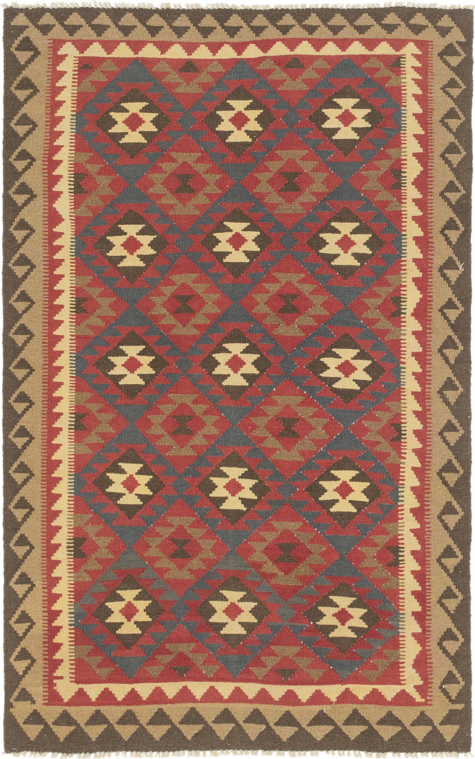 5' x 7' 9 Hand Woven Kilim Maymana Wool Rug