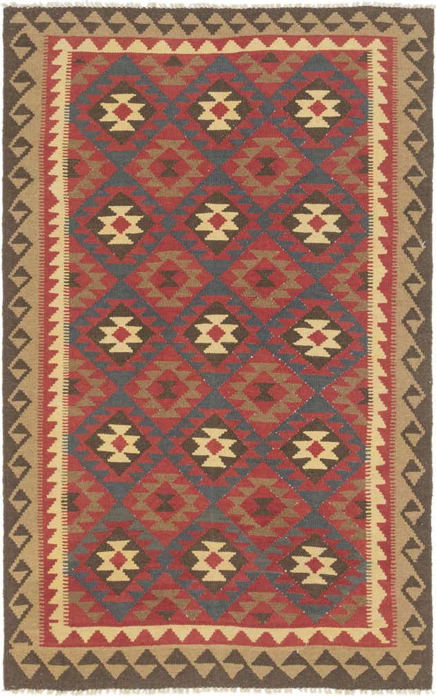 5' x 7' 9 Hand Woven Kilim Maymana Wool Rug
